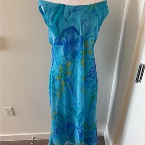 Studio I Strapless Blue Floral Dress